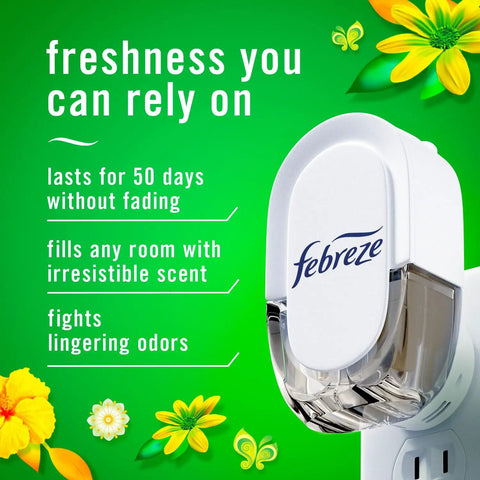 Plug In Air Freshener Starter Kit With Odor Fighting Scented Oils Warmer Plus Two Refills, Gain Original Scent socket view