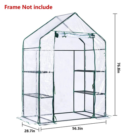 Walk In Greenhouse Replacement Cover With Roll-Up Zipper Door 28x56x76 Inch PVC Weatherproof See-Through Climate Shield For Plants Garden Frost Protection Wind Rain Proof No Frame Included