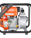 Heavy Duty Gas Powered Water Pump 2 Inch 142 GPM 7HP Portable Semi Trash Pump with aluminum body and cast iron impeller.