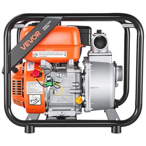 Heavy Duty Gas Powered Water Pump 2 Inch 142 GPM 7HP Portable Semi Trash Pump with aluminum body and cast iron impeller.