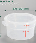 2 Quart Translucent Round Food Storage Containers With Lids Pack Of 4 Nonstick BPA Free NSF Listed Commercial Grade Polypropylene