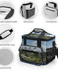 Heavy Duty Insulated Cooler Bag with leakproof design, Oxford cloth exterior, aluminum foil interior, side and front pockets visible.