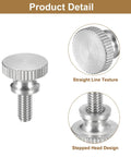 Close-up of M4x8mm Knurled Thumb Screws 5 Pieces Stainless Steel 304 with flat knurled head showing straight line texture and stepped head design.