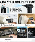 Electric Air Duster Turbo 150000 RPM With Three Gear Adjustable Mini Blower cleaning keyboard, cabinet, and 3D printer