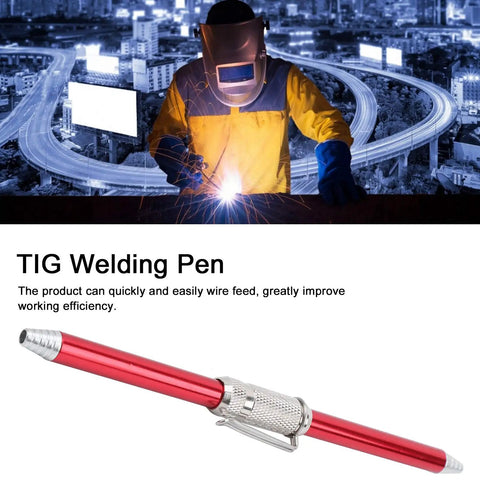 TIG Welding Wire Feed Pen For Pro Welders, Precision Filler Wire Feeding, red stainless steel finger feeder in hand