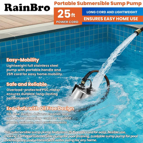 Beast Mode Submersible Sump Pump With One Half HP Motor Delivers Up To 2300 GPH For Quick Pool Drains And Flood Cleanup in pool