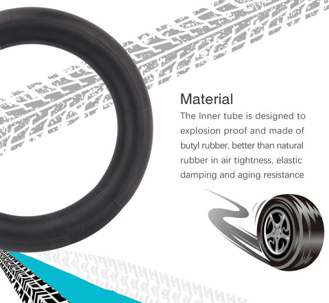 Half view of Two Pack 12.5x2.25 Inner Tubes Fits 12 To 12.5 Inch Tires For Pocket Bikes, made of durable butyl rubber