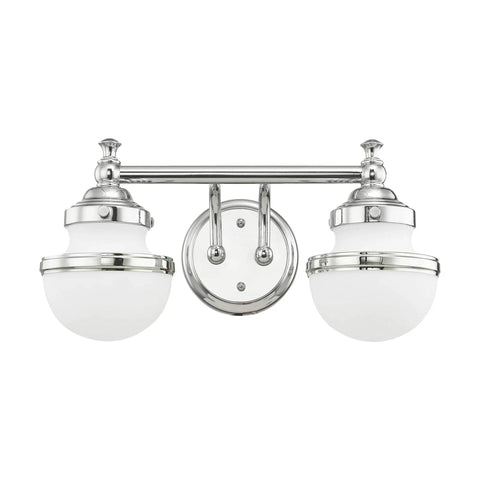 Transitional Two Light Bath Vanity Fixture From Oldwick Collection In Polished Chrome Finish For Dope Bathroom Makeover, bulb view