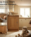 Kitchen with young child and dog playing, cabinet doors secured with Ultra Thin Magnetic Cabinet Door Catch Kit 10 Pack No Drilling Strong Adhesive Drawer Magnets So Doors Stay Closed Stainless Steel Cabinet Latch Keeps Doors Closed From Pets And Kids.