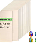 Front view of a 20-pack basswood sheets, 4x8 inches, 1/8 inch thick, unfinished craft plywood for DIY projects.