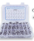 Bad Boys Self Drilling Screws Assortment Kit Packing 404 Pieces Of Tough Stainless Steel Tapping Fasteners, featuring hex and wafer styles.