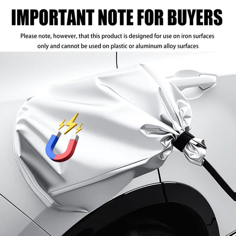 Universal Magnetic EV Charger Port Cover For Outdoor All Weather Dust Rain Snow Protection Waterproof Seal on vehicle