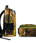 Side view of Savanna Tusked Elephant Printed Unisex Backpack Large Capacity Dope Durable Polyester With Breathable Fabric Smooth Zipper Easy To Clean Ideal For Everyday Use Travel School Gym And Outdoor Adventures