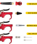 16 Piece Air Compressor Accessory Kit With One Quarter Inch Recoil Polyurethane Air Hose 23 Foot, Blow Gun And Fittings