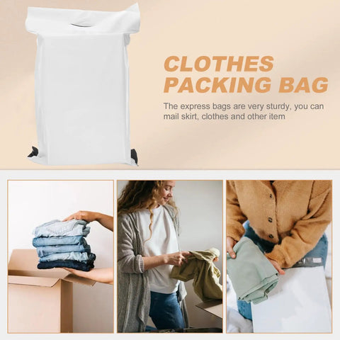 100 Pack White Poly Mailer Bags Thickened Lightweight Envelopes With Strong Adhesive Seal For Clothing Shipping And Small Business Mailers Leakproof Rainproof Quick Seal Design.