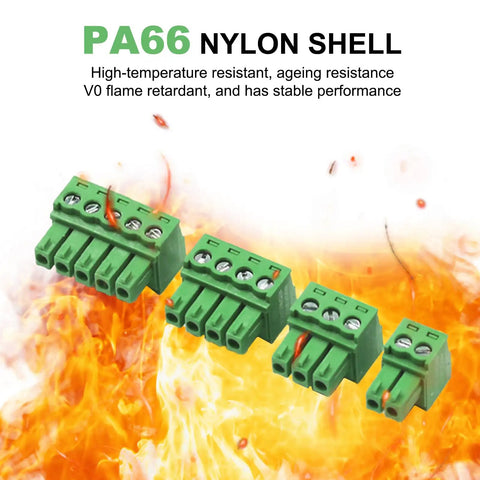 20 Pack 3.81mm 3 Pin Quick Connector PCB Screw Terminal Block Plug For 28 To 16 AWG Cable, durable PA66 nylon shell