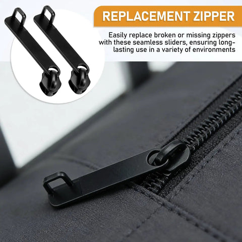 Universal Zipper Slider Replacement Kit For Luggage And Gear Ten Piece Set With Double Layer Pull Tabs For Suitcases Bags Jackets And Coats No Fuss Quick Fix For Silky Smooth Closings.