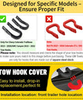 Infographic showing tow hook compatibility for Chevy Colorado Trail Boss and GMC Canyon, highlighting correct and incorrect models.