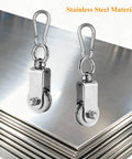 Stainless Steel Snatch Rigging Pulley Wheel Heavy Duty Rope Pulley Blocks With Carabiner For Rigging And Lifting Gym Equipment Two Pack