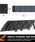 200W Monocrystalline Portable Folding Solar Panel Charger with kickstand, 83x25in dimensions, lightweight design.