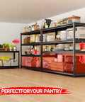 Heavy Duty 4 Tier Metal Garage Shelving Unit 54 Inch High Industrial Storage Rack with kitchen items and appliances