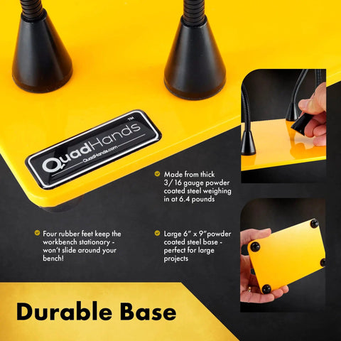 Four Magnetic Gooseneck Arms Soldering Station On A Sturdy Steel Base Workbench shown with durable powder-coated steel base.