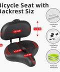 Oversized Bike Seat With Backrest For Peloton And Universal Bicycle Compatibility, Super Wide Padded Saddle, size and tools shown