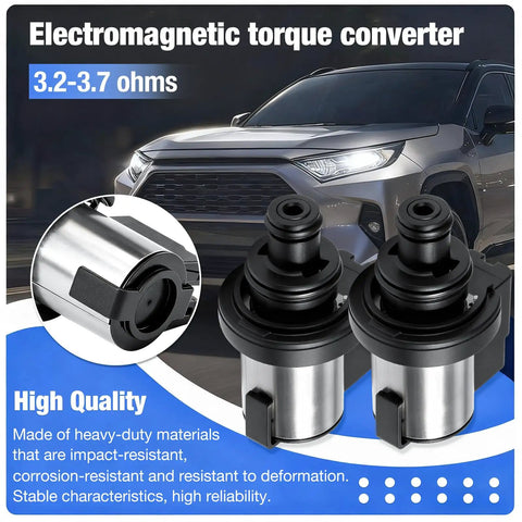 Subaru Transmission Torque Converter Clutch Solenoid 3 Ohm To 3.5 Ohm Replacement For Lineartronic CVT TR580 TR690 Fits Forester Crosstrek Outback Legacy Impreza 31825AA050 31825AA051 31825AA052, black metal solenoid pair