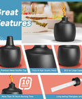 Citronella Tabletop Torches Six Pack For Outdoor Vibes, 21.5 Oz Metal Oil Burners With Fiberglass Wick displayed in parts