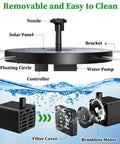 Diagram of 2.5W Solar Bird Bath Fountain Pump With 6 Nozzles For A Fresh Water Splash, 6.7 Inch Solar Powered Water Pump components
