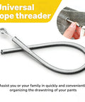 Drawstring Needle Threader Set 2 Pcs, DIY Rope Threader Clip displayed with fabric threading demo