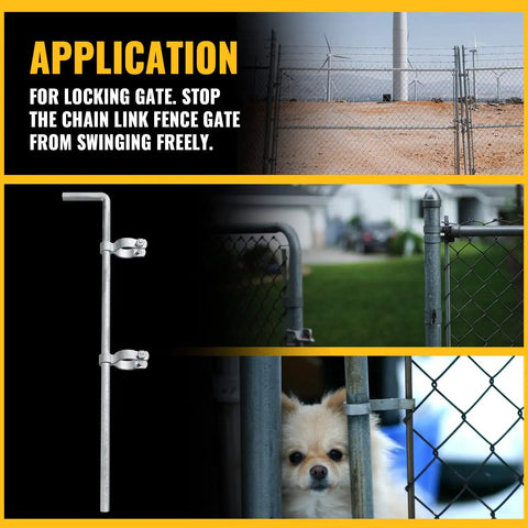 Heavy Duty Gate Drop Rod One and Three Eighths Inch by Thirty Two Inch Cane Bolt for Chain Link Fence with rubber foot.