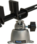 Wide Opening 6 Inch Jaw Vise For PC Boards And Large Objects With Neoprene Grip Pads For Insulation And Secure Hold Heavy Duty Bench Vise With Wide Reversible Pads, displayed at an angle, showing the vise mechanism and base.