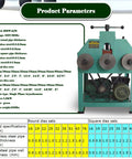 No Fuss Heavy Duty Electric Pipe Bender With 17 Swap Out Cold Roll Dies For Dead Simple Stainless Steel And Square Tube Shaping Machine Without Heat Or Sand Mess showing product parameters and specifications.