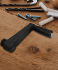 DOITOOL 2PC Nylon Lathe Crank Handle 5 Inch Ergonomic Non Slip Textured with black grip on wood background.
