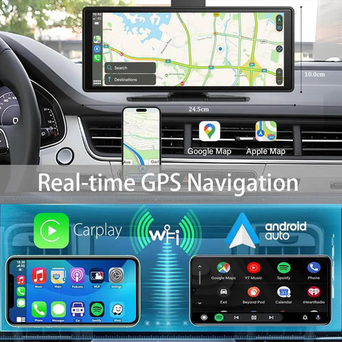 All In One Wireless CarPlay Screen For Cars With 10.26 Inch 4K Front Dash Cam 360 Rotation CarPlay Android Auto Stereo Display
