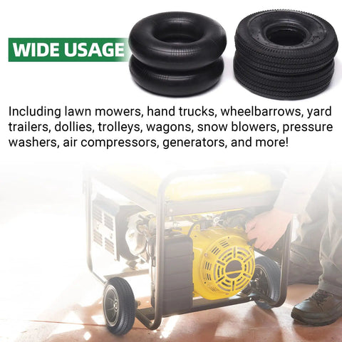 2 Pack Heavy Duty Replacement 10 Inch All-Purpose Utility Tire And Tube Set 4.10/3.50-4 Pneumatic Tires displayed for wide usage