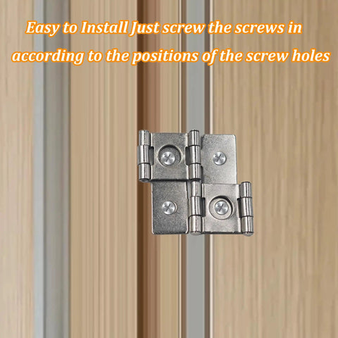 Double Acting Hinges 12 Pack, 270 Degree Self Closing Cabinet Hardware, Heavy Duty silver mounts installed on wood.