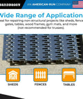 Rock Solid Four By Six Inch Steel Mending Plates For Wood Framing 19 Gauge Heavy Duty Steel Hot Dipped Galvanized Finish Tough As Nails For Pressure Treated Lumber Diy Structural Reinforcement And Construction Jobs Pack Of Two Hundred - Steel mending plates shown for shed and fence repairs.