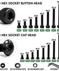 1260 Piece M4 Screws Kit With Hex Socket Button Head And Cap Head Bolts 6 To 40mm 12 9 Grade Carbon Steel Black Oxide Metric Fasteners Packed With Nuts Flat Washers Lock Washers And Two Hex Wrenches, M4 bolts display