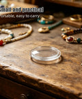 KT6808 Compatible Jewelry Tumbler Lid Transparent Round Barrel Cover on wooden table with jewelry pieces