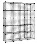 20 Grid Wire Mesh Storage Organizer With Interlocking Cube Panels For Tool Sorting Gear Tidy And Closet Makeovers Black Rack side view with open compartments