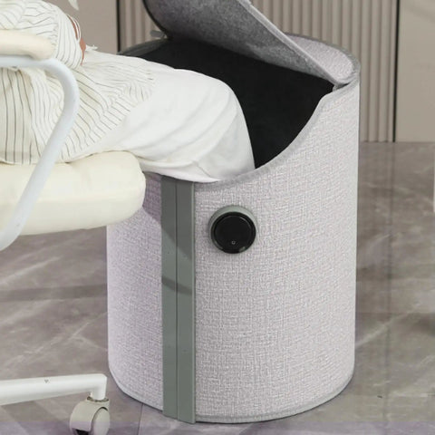Man using Portable Under Desk Foot Warmer With Five Temperature Levels Quiet Electric Foot Warmer Thermostat And Timer.