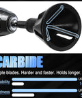 Close-up of Heavy Duty External Chamfer Deburring Tool With Three Razor Sharp Tungsten Carbide Blades for efficient edge prep.