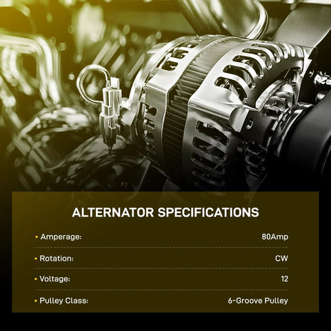 Beefed Up Heavy Duty 1.8L Alternator Replacement Compatible With 2003-2008 Corolla Vibe Matrix Celica MR2 Spyder 27060-0D110 OE Fit 13878 High Output Auto Electrical Upgrade shown with specifications
