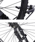 Foldable Wheel Truing Stand For 16 To 29 Inch Wheels, Space Saving Maintenance Holder in use with bicycle wheel.