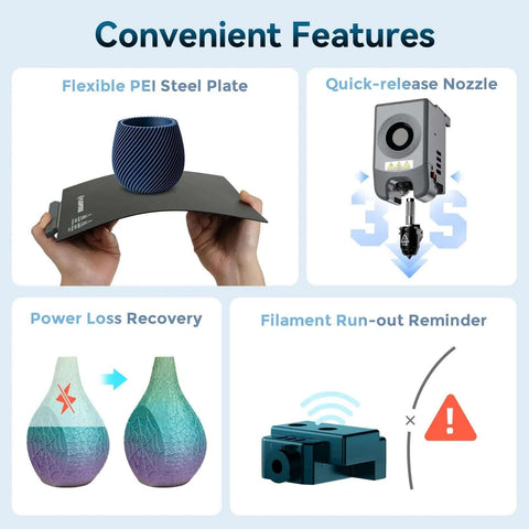 Convenient features of Beginner Friendly Adventurer 5M 3D Printer With Auto Leveling And Direct Drive, 200C Hotend, 600mm/s speed.