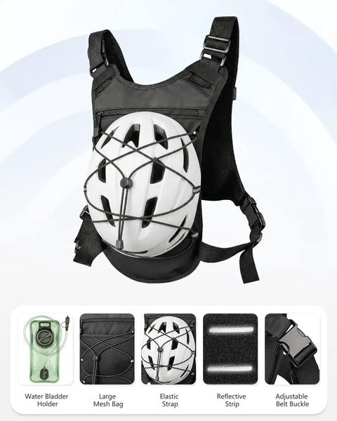 Lightweight Running Vest With 2L Water Bladder, featuring mesh pocket and elastic strap, for hiking and cycling gear storage.