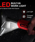 Cordless Ratchet Wrench Kit with LED light illuminating dark space, ergonomic design, 12V power, three eighths inch drive, 400 RPM, 45Nm torque.