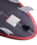 Bottom view of wakesurf board with 3.5 Torq Fin Pack For Wakesurf Boards Injection Molded Polymer Fins White Durable Replacement Set.